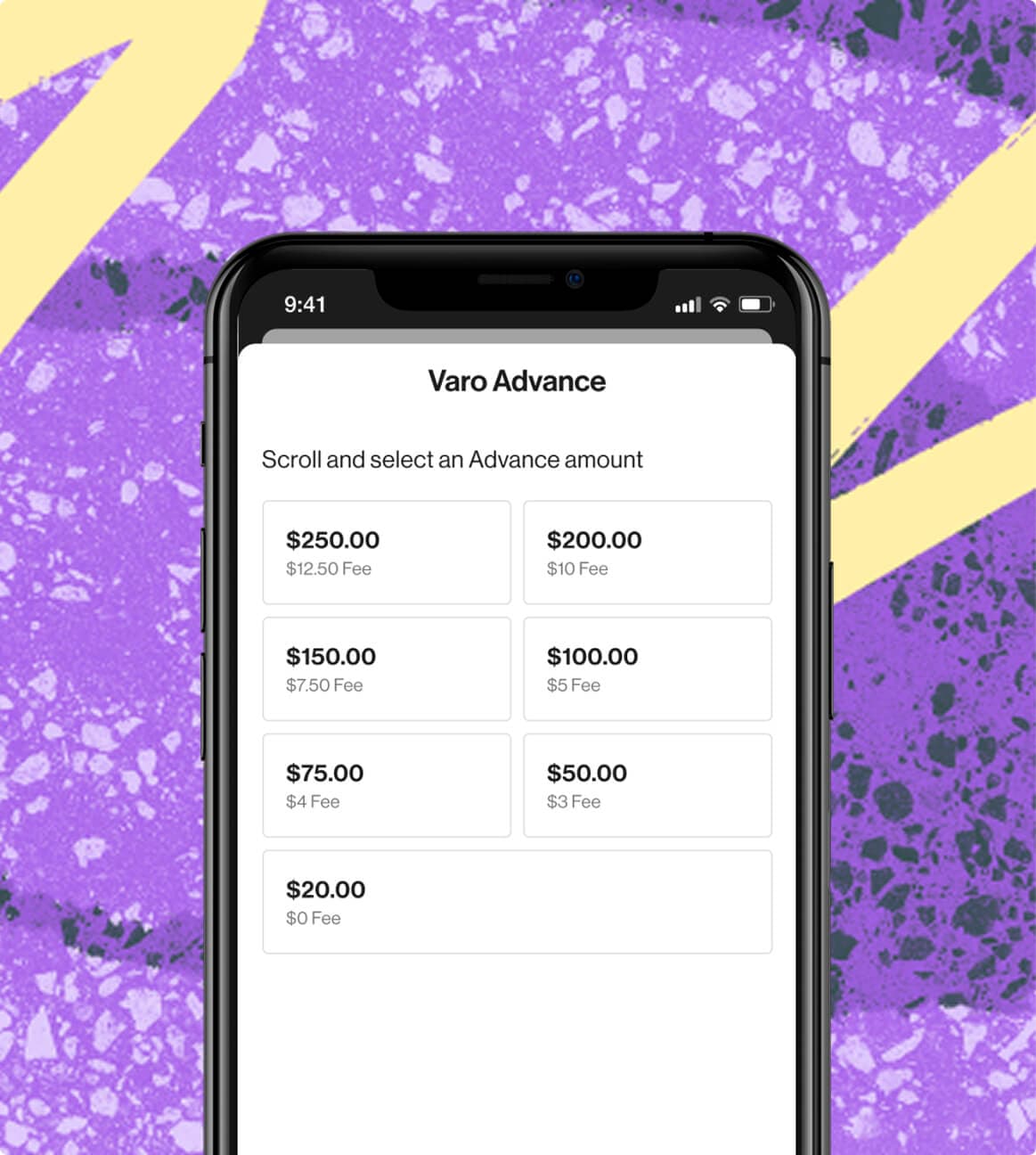 Varo Advance Amounts + Fees