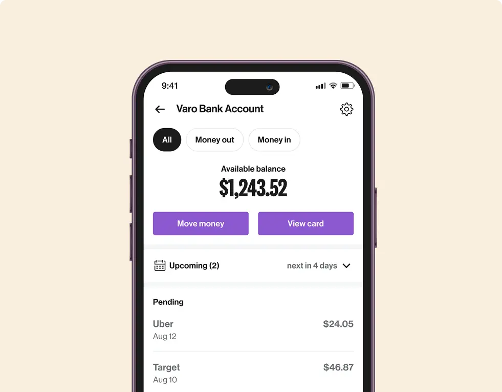 Varo Bank Account Balance Screen